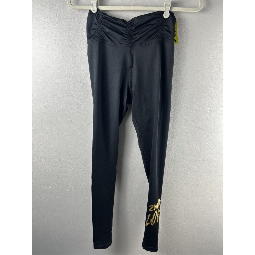 Zumba Love Ruched High Waisted Leggings - Black & Gold size S